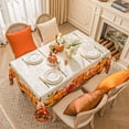 thumbnail image 3 of Softalker Thanksgiving Jacquard Rectangle Tablecloth, Fall Harvest Pumpkins Sunflower Table Cloth, Damask Fabric Washable Table Cover Decoration for Autumn Holiday, Dining, Party, 60 x 120 Inch, 3 of 6