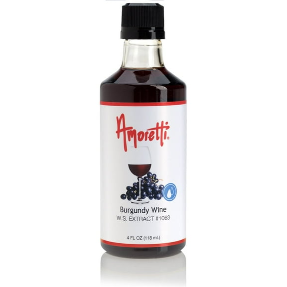 Amoretti - Burgundy Wine Extract Water Soluble 4 oz - Highly Concentrated & Perfect For Pastry, Savory, Brewing, and more, Preservative Free, Vegan, Kosher Pareve, Keto Friendly
