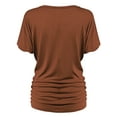 thumbnail image 3 of Made by Johnny V Neck Short Sleeve Dolman Top with Side Shirring XS RUST, 3 of 6
