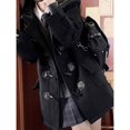 thumbnail image 5 of -abrigo largo de estilo Preppy para mujer, chaqueta negra de gran tamaño, Vintage, mezcla de lana universitaria, ropa de calle, moda coreana, Otoño e Invierno, 5 of 5