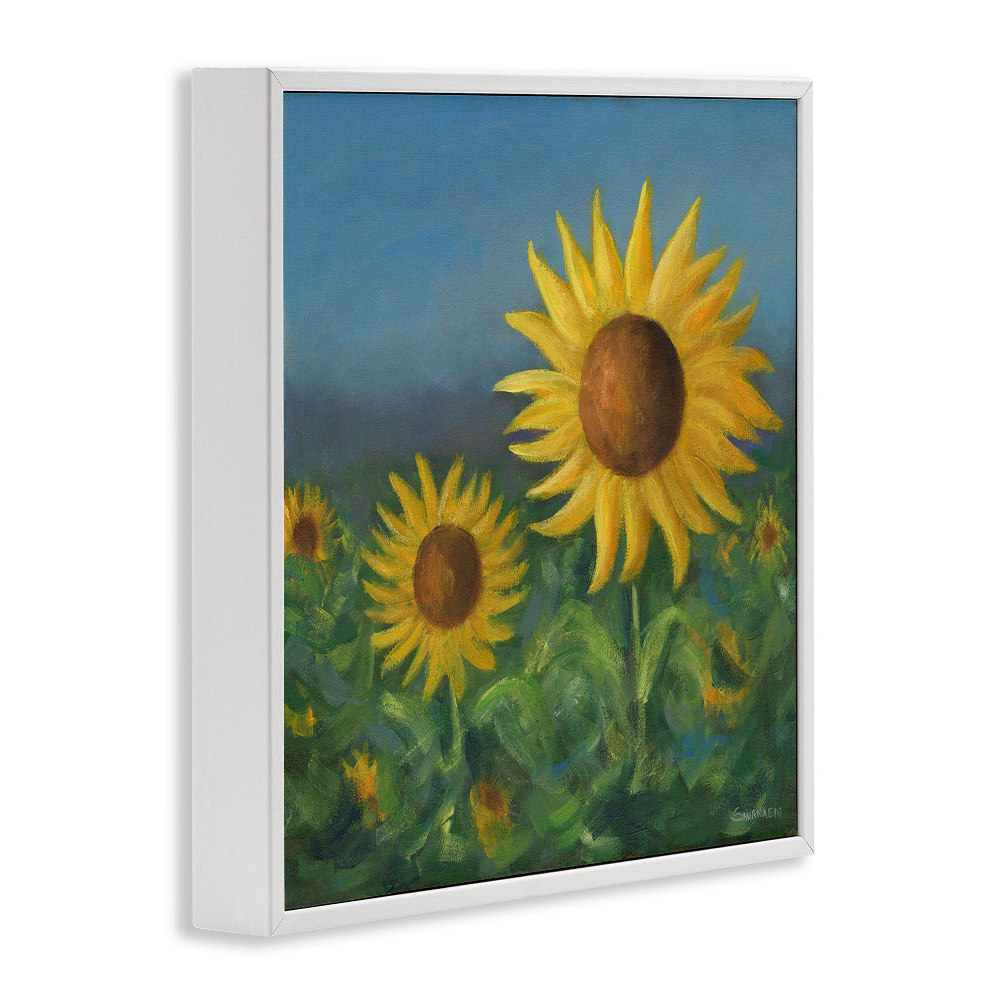 Stupell Industries Blooming Sunflower Meadow Botanical & Floral Painting White Framed Art Print Wall Art, 24 x 24