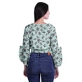 thumbnail image 2 of Moomaya Printed Womens Crop Top Wrap Style Top Wear Ruffle Long Sleeve Casual Summer Blouse, 2 of 5