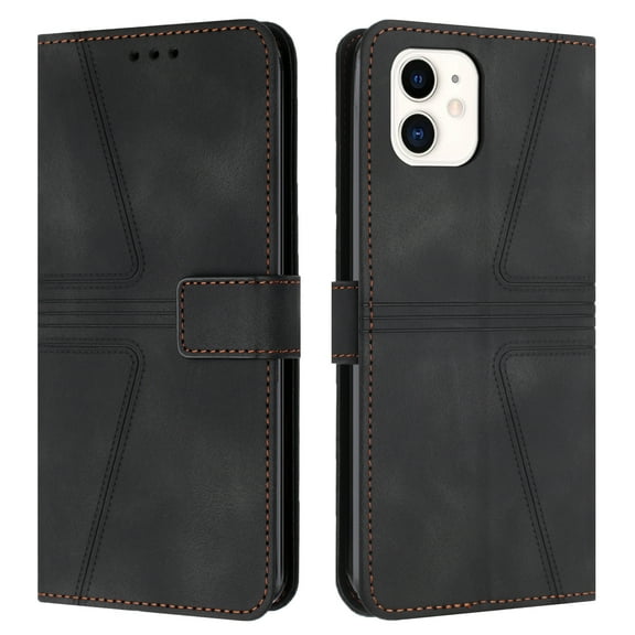 Compatible with iPhone 11 Wallet Case for Women, Premium PU Leather iPhone 11 Flip Cover with Card Holder, Wrist Strap, Kickstand Shockproof Phone Case for iPhone 11,Black