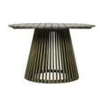 thumbnail image 3 of Christopher Knight Home 47" Round Outdoor Dining Table, Wood Patio Table with Slatted Pedestal Base, Grey, 3 of 8
