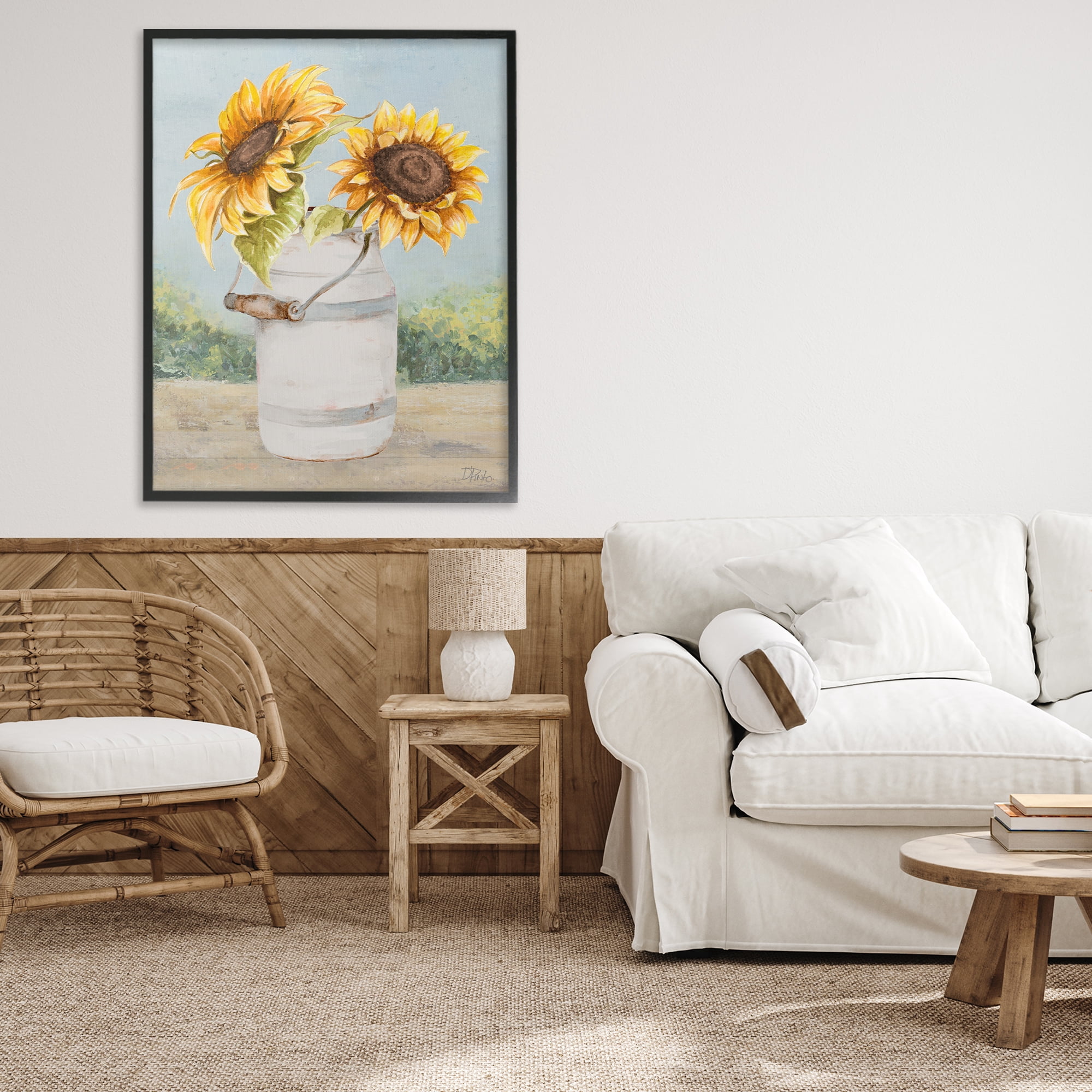Stupell Industries Sunflower Pitcher in Country Black Framed Giclee Art, design by Patricia Pinto