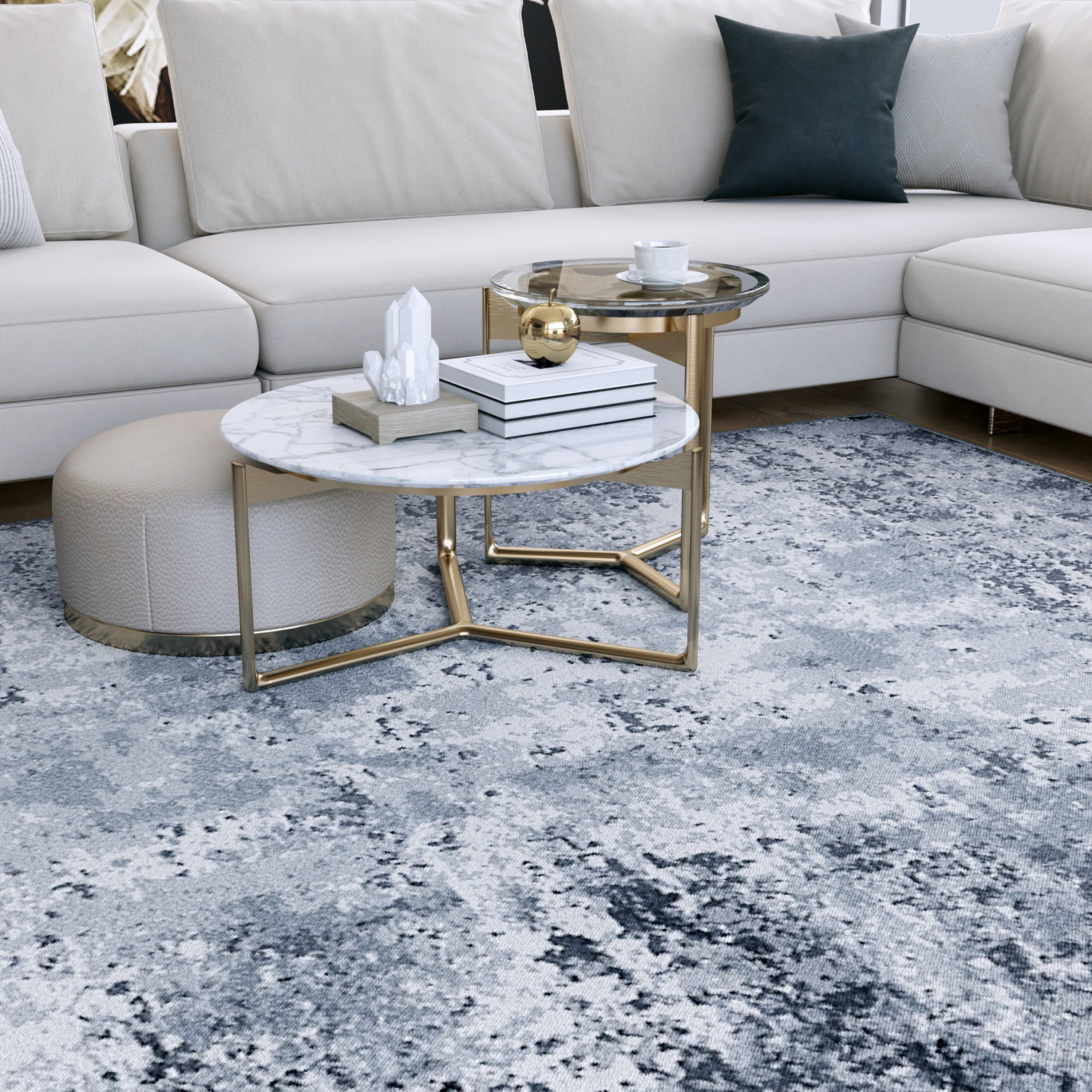 Bliss Rugs Modern Contemporary Abstract Area Rug, Indoor Rugs for Living Room, Dining Room, Bedroom | Gray, 5' x 7' (5'3''x7'3'')