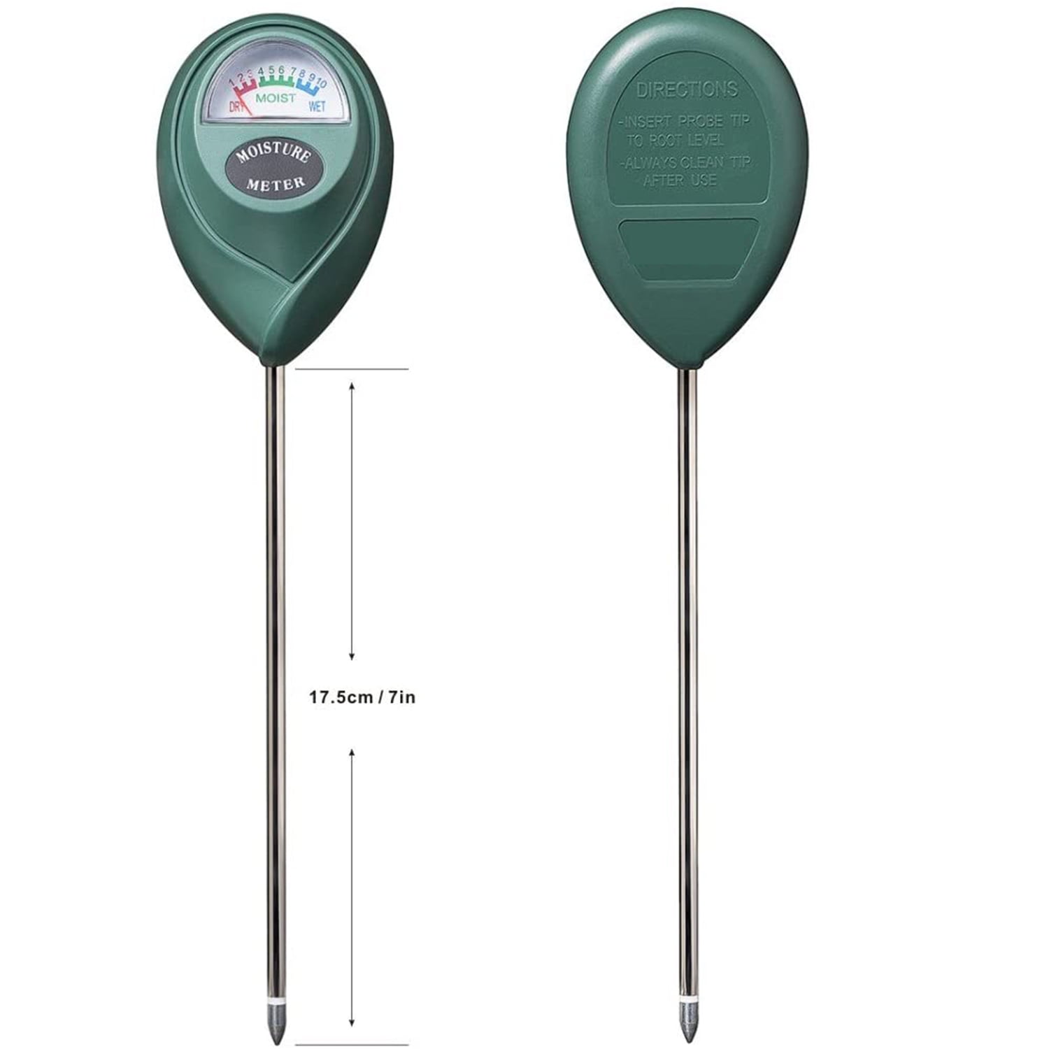 Hotbest Soil Moisture Sensor Meter Soil Water Monitor Hydrometer for Gardening Farming No Batteries Required, Size: 2pcs, Green