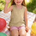 thumbnail image 5 of Aihuaihua Dressy Tank Tops for Girl Linen Gauze Shirts Sleeveless Crewneck Summer Beach Tunic Top Loose Fit Lightweight Casual Blouses Khaki 3-4 Years, 5 of 7