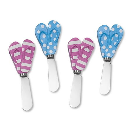 - Mr. Spreader 4-Piece Dots & Stripes Flip Flops Resin Cheese Spreader, Assorted