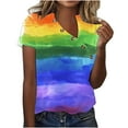 thumbnail image 2 of Busydd Womens Tops Summer V Neck Short Sleeve T-Shirts Tie Dye LGBT Pride Shirts Casual Loose Button Equality Blouses Fashion Funny Graphic Tee Tops Plus Size Tops for Women S-5XL, 2 of 5