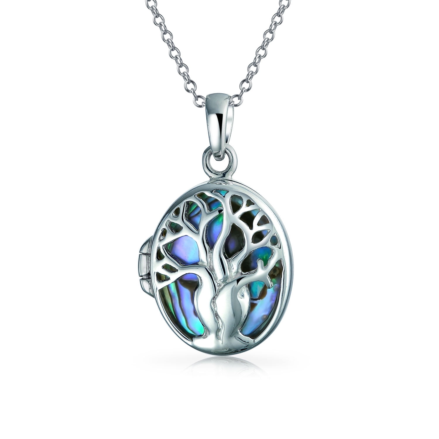 Rainbow Abalone Oval Wishing Tree Family Tree Of Life Locket Holds ...