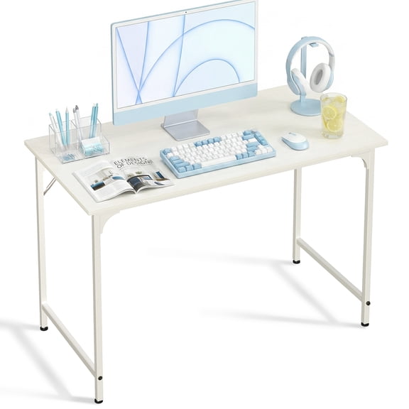 NiamVelo Computer Desk 40 inches Home Office Desk Modern Simple Style PC Desk with Sturdy Metal Frame for Adults , White