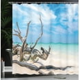 thumbnail image 4 of Ambesonne Landscape Shower Curtain, Seascape Sandy Beach, 69"Wx75"L, Turquoise Sky Blue, 4 of 5