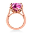 thumbnail image 3 of Gem Stone King 14.62 Ct Pink Created Sapphire White Diamond 18K Rose Gold Plated Silver Ring (Size 6), 3 of 4