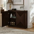thumbnail image 3 of Mid Century Modern V-Shape Storage Cabinet, Dark Walnut Buffet for Slim Spaces in Living Room and Hallway, 3 of 9
