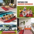 thumbnail image 4 of Nautical Anchor Outdoor Rug for Patio/Deck/Porch, Non-Slip Large Area Rug 3 x 5 Ft, Red White Geometric Horizontal Stripes Indoor Outdoor Rugs Washable Area Rugs, Reversible Camping Rug Carpet Runner, 4 of 8