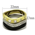 thumbnail image 2 of Women's Stainless Steel IP Gold+ IP Black 7.64(g) Crystal Clear Ring Set, 2 of 4