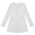 thumbnail image 7 of Women's Solid V Neck Henley Shirts Pleated Empire Waist Long Sleeve Tunic Tops Loose Flowy Work Shirts Soft Casual Fall Peplum Blouses White, 7 of 7