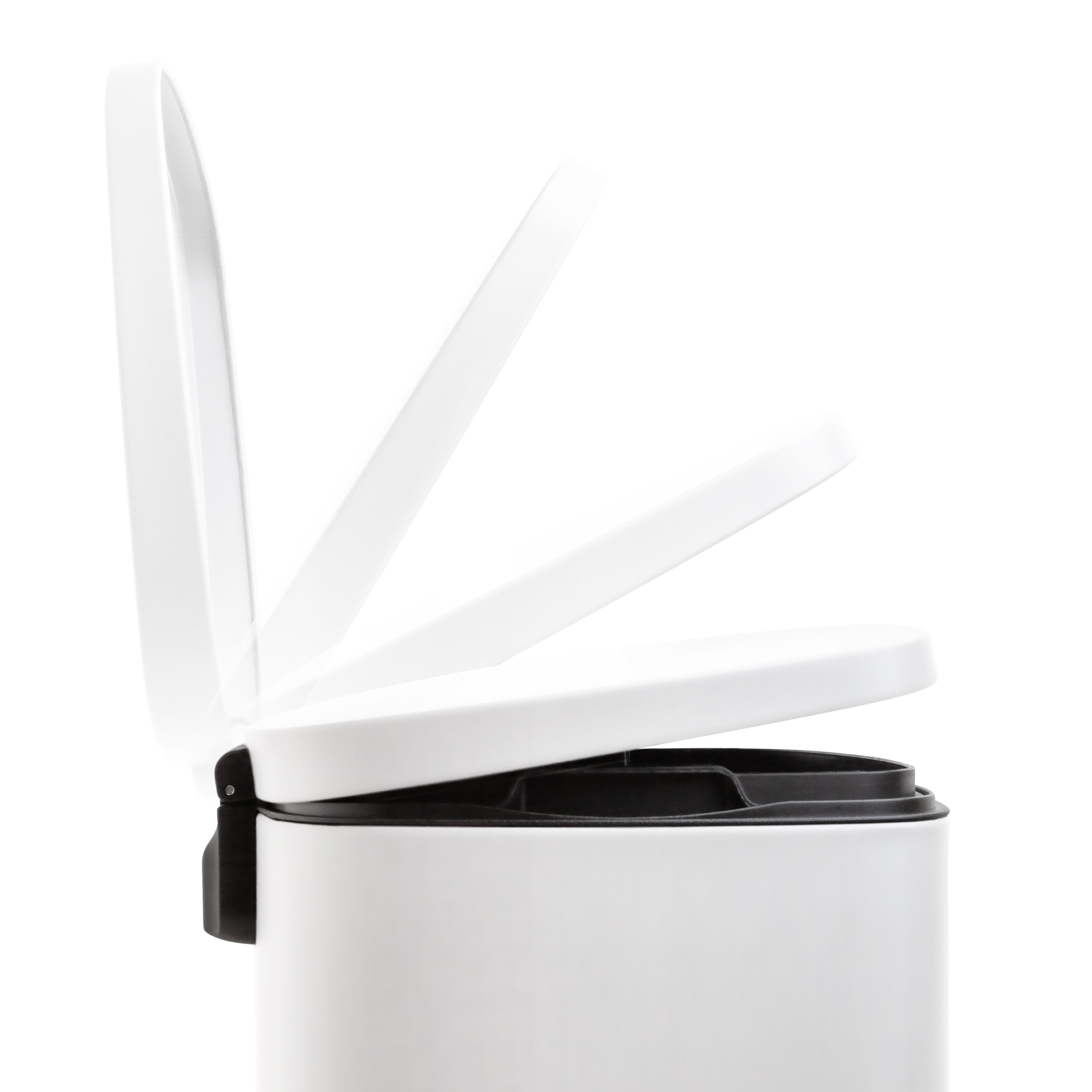 Qualiazero Kitchen Bathroom Trash Can Combo, 13.2 Gallon and 3.2 Gallon Stainless Steel Step Garbage Bin with Soft Close Lid, Matte White