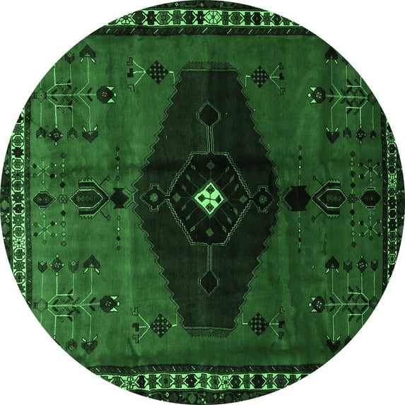 Ahgly Company Indoor Round Persian Emerald Green Traditional Area Rugs, 5' Round