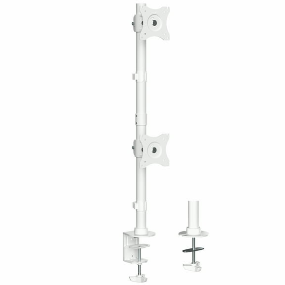 VIVO White Dual Computer Monitor Desk Mount, Vertical Array, 2 Screens up to 34"
