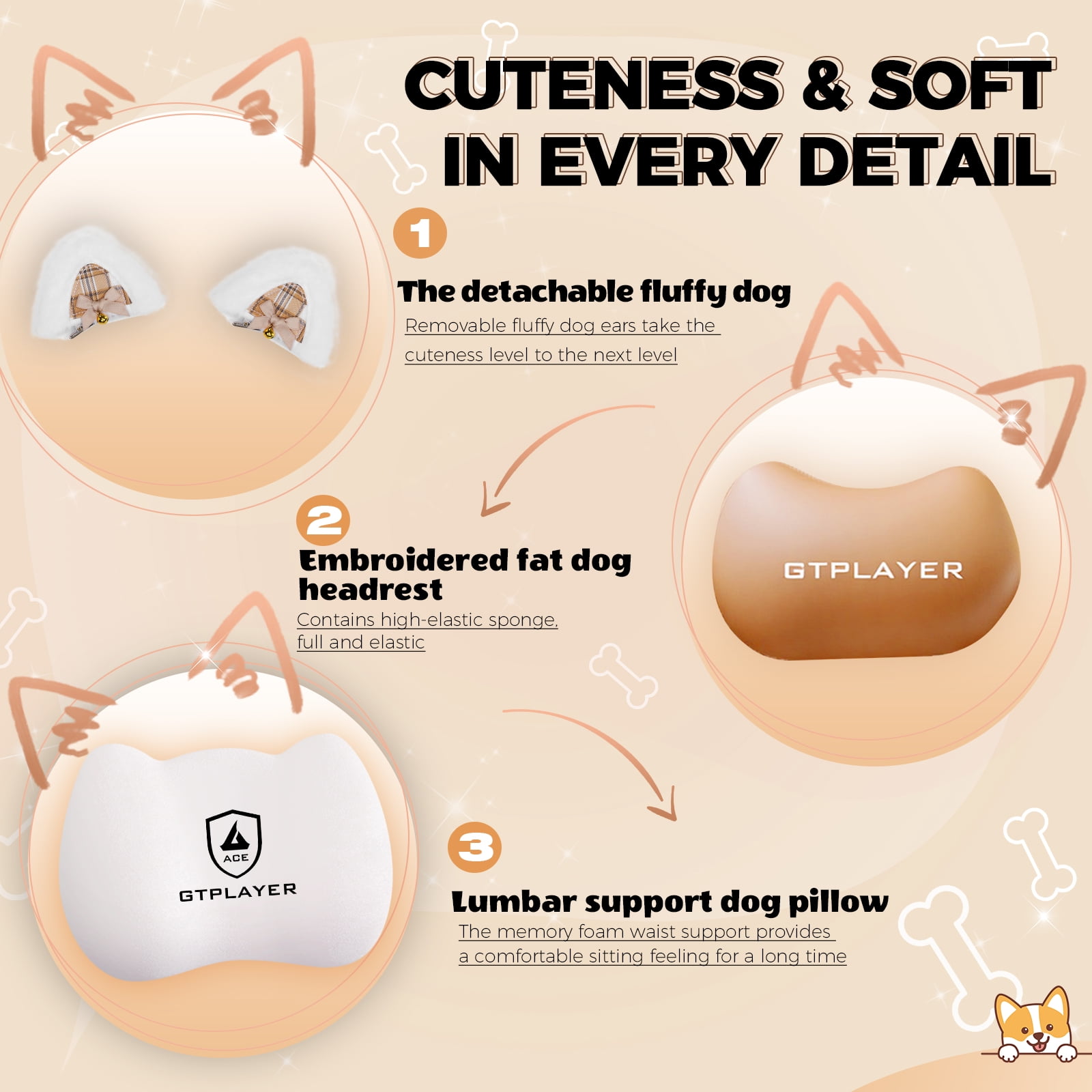 LUCKLIFE Cute Gaming Chair with Cat Paw,Computer Chair with Footrest, Reclining PC Game Chair for Girl, Teen