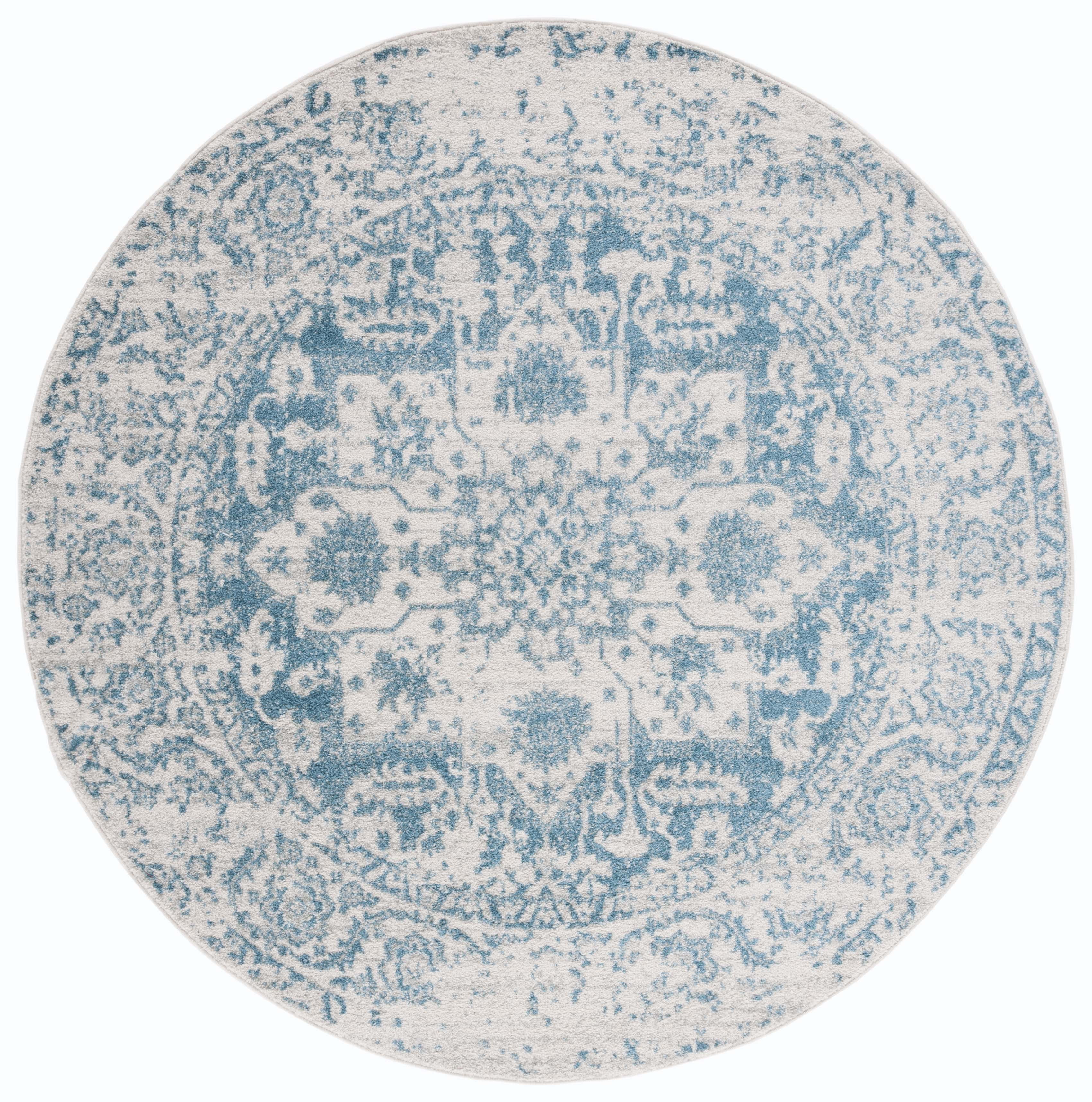 Safavieh Madison Katina Traditional Oriental Area Rug, Teal/Ivory, 3' x 3' Round