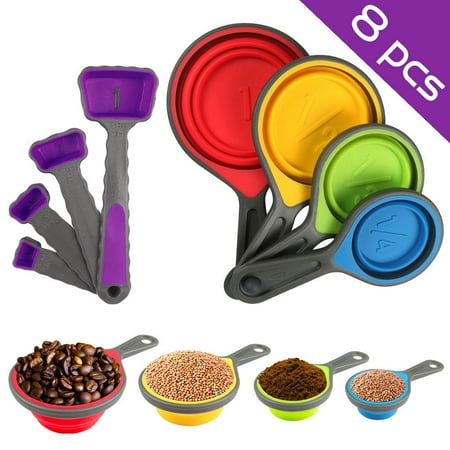 - Nlife 8pcs Collapsible Silicone Measuring Spoons