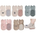thumbnail image 2 of Exegawe Calcetines antideslizantes para niños pequeños, lindos calcetines para bebé con agarres, 5 pares, 2 of 5