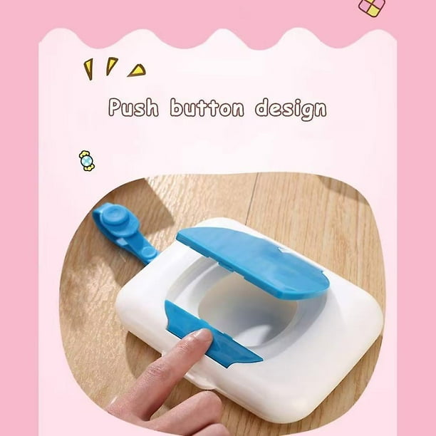 húmedos portátil para exteriores para bebés Caja de toallitas húmedas para cochecito reutilizable para bebés Estuche de pañuelos conveniente para viajes (2 piezas, blanco + azul)