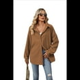 thumbnail image 2 of Corduroy Button Down Shirts for Women Dressy Casual Long Sleeve Loose Fit Shacket with Pocket Caramel Color S, 2 of 7