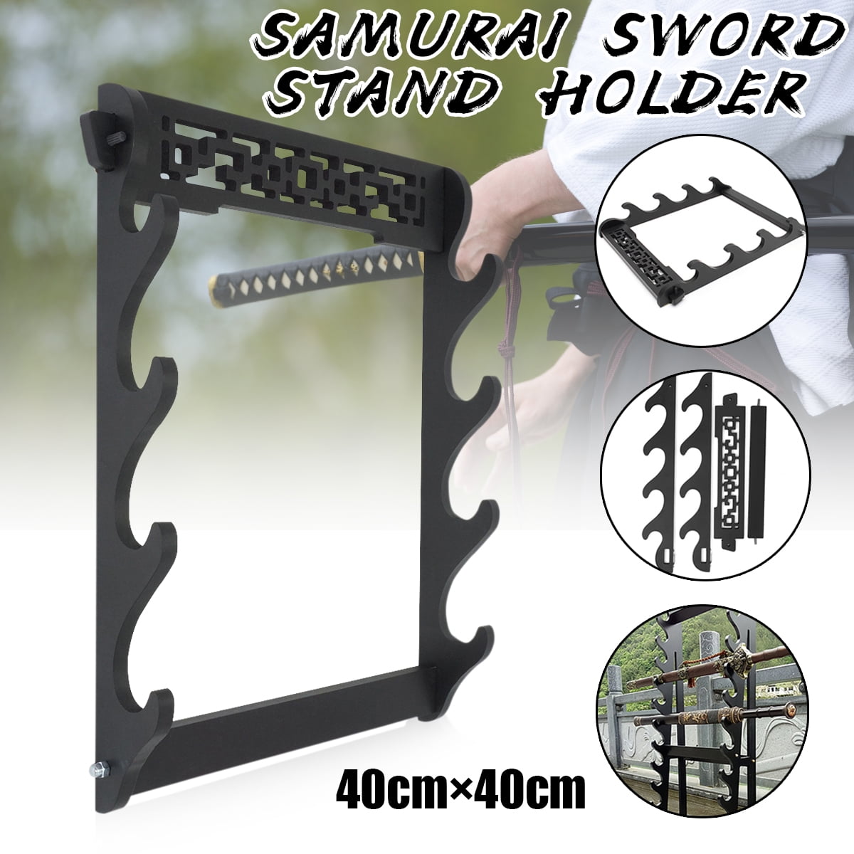 4 Tier Wall Mount Samurai Sword Katana Display Holder Stand Hanger Bracket Rack 