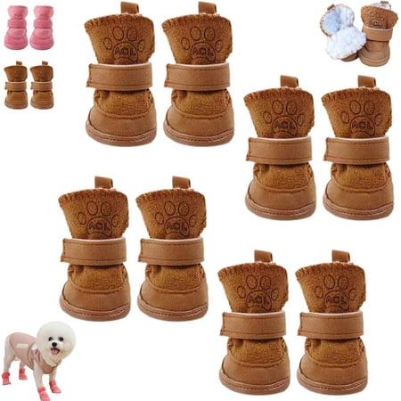 Chewie Cozy Winter Shoes  Getchewie Winter Dog Shoes  Small Dog Outdoor Shoes Waterproof  Anti-Slip Dogs Boots & Paw Protector for Winter  Doggie Shoes for Small  Medium Dogs (2*Brown XS)