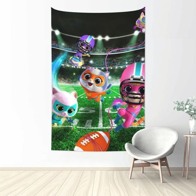 Tapiz decorativo de pared vertical Superkitties, tejido de poliéster impermeable, tapiz decorativo de pared para baño, dormitorio, sala de estar, dormitorio, regalo de cumpleaños, talla única.