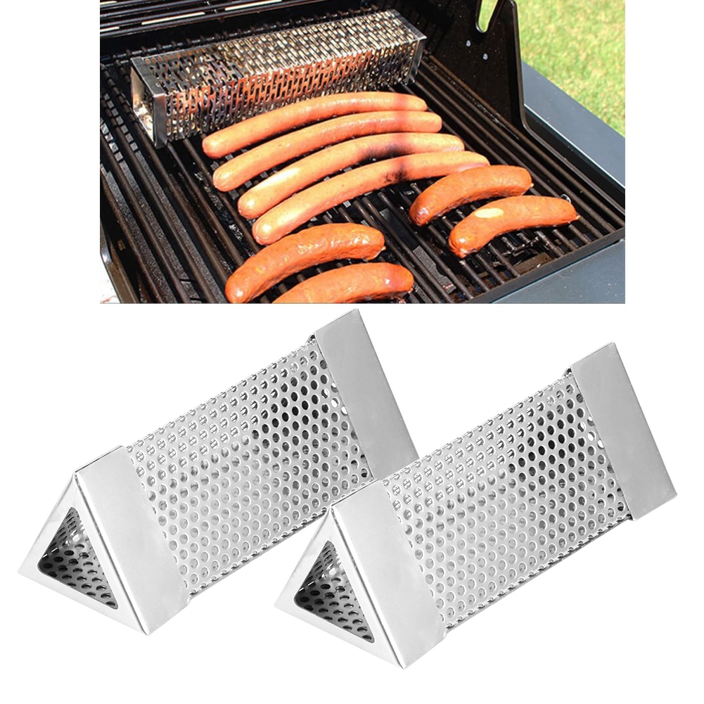 OTVIAP BBQ Smoker,Barbecue Tools, 2Pcs BBQ Grill Smoker Tube Mesh Tube Pellets Smoke Box 6in Stainless Steel Barbecue Accessory - image 3 of 8