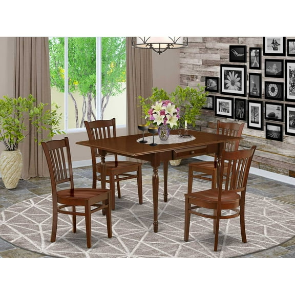 East West Furniture Dining Room Set Mahogany, MZGR5-MAH-W