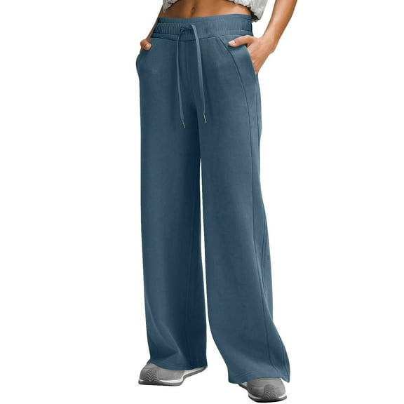 Prolriy Lounge Pants Women, Women's Wide Leg Sweatpants Pants 2025 Flowy Casual Pants Elastic Waisted Sweatpants Pants Women's Pants Blue S