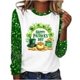 thumbnail image 1 of Staron Soldes Chemises pour Femmes St Patricks Day Col Rond Tunique Trèfle Irlandais Boho Fluide Basique Graphique Manches Longues Blouses Coupe Ample Manches Trois-Quarts, 1 of 4