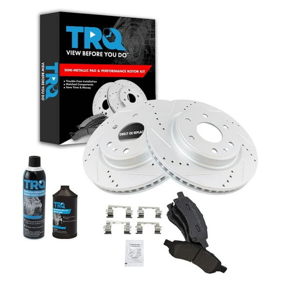 TRQ Brake Rotor & Metallic Pad Front Kit w/Chemicals for Chevy GMC BKA17927 Fits select: 2009-2017 CHEVROLET TRAVERSE, 2007-2016 GMC ACADIA