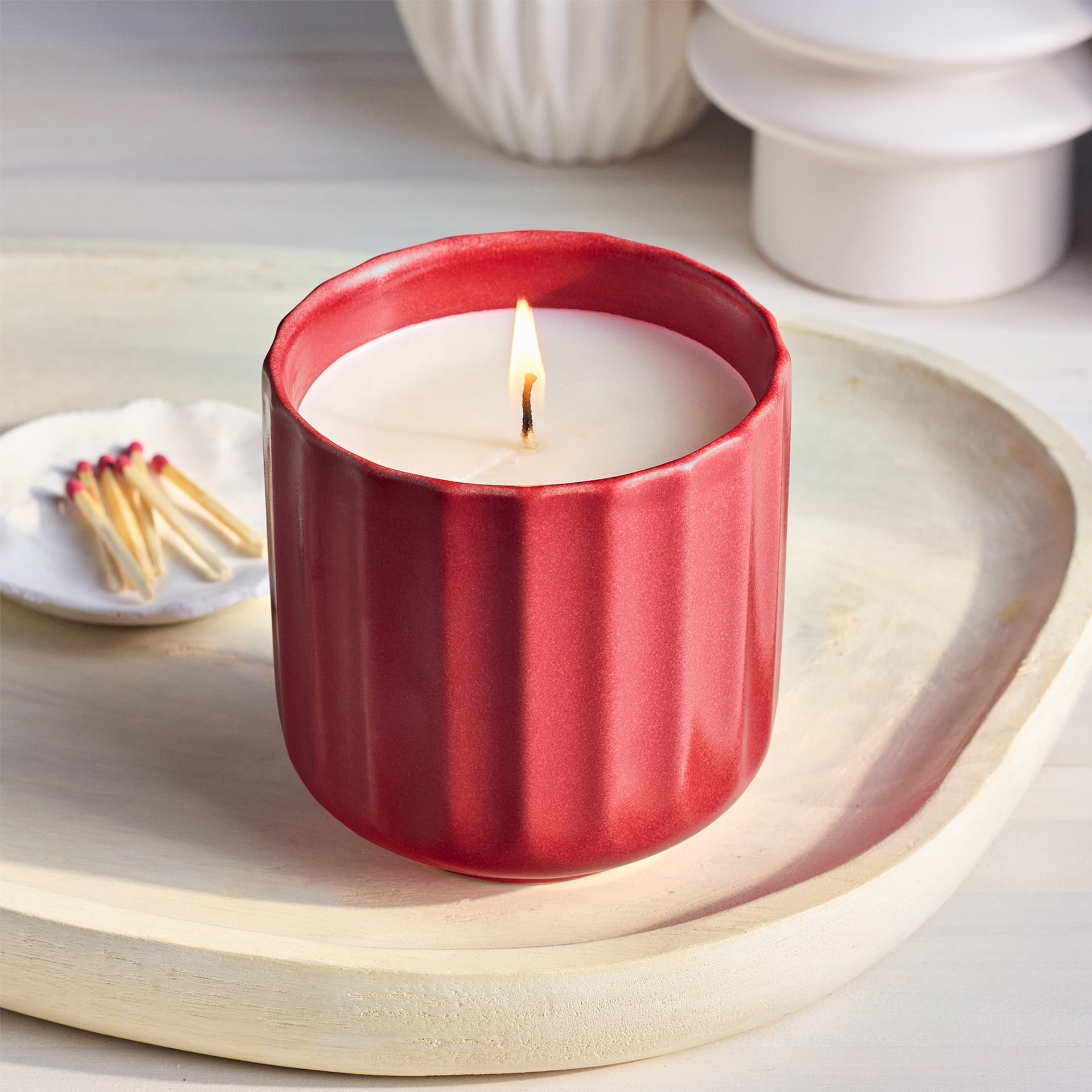 Better Homes and Gardens 1-Wick Fluted Jar Candle, Juicy Mandarin, 8 oz