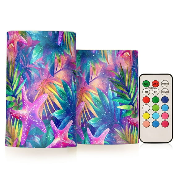 Yayeee Flameless Candles with Remote Flickering Battery Operated Multi Color Changing, Colorful Starfish
