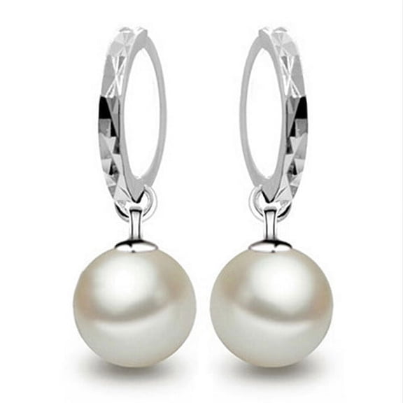 UDIYO Women's Elegant Faux Pearl Dangle Eardrop Ear Hoop Earrings Jewelry Charm