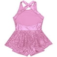 thumbnail image 7 of Alvivi Women’s Ballet Jazz Tap Latin Leotard Dress Sequin Criss Cross Back Unitard Built-in Shorts Pink 16/M, 7 of 7
