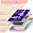 thumbnail image 6 of Rugged Case For iPad Pro 11 2022/2021/2020/2018 – 3-Layer Protection Shockproof Stand Cover with Screen Protector, Adjustable Stand, Shoulder Strap, & Pencil Holder -- Colorful Pink, 6 of 10