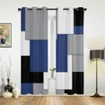 thumbnail image 2 of 2 Panels Navy Blue Black Grey Patchwork Abstract Art Curtains for Bedroom Living Room Drapes Kitchen Kid's Room Window Curtain Home Decor, 2 of 7