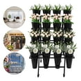 thumbnail image 3 of White / Balck 16 Buckets Flower Display Stand 4 Layers Plant Cart, Steel+PP 4 Wheels Moving Flower Rack for Indoor, Outdoor Patio Garden, Living Room, Florist, 3 of 22