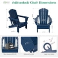 thumbnail image 4 of Domi Outdoor Living Folding Adirondack Chair, All-Weather HDPE Patio Chair with Cup Holder, Weather-Resistant Fire Pit Seating for Backyard, Deck, Garden & Poolside, Blue, 4 of 8