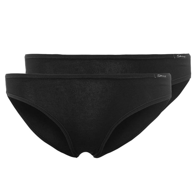 SKINY Mujer Calzoncillos de Río, paquete de 2 - Calzoncillos de bikini, algodón estirado, básico Negro S (Small)