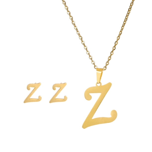 Pendientes para mujer, regalos para mujer, regalo de moda para mujer, 26 letras en inglés, nombre, cadena, collar, colgante, juego de pendientes, pulsera, collar