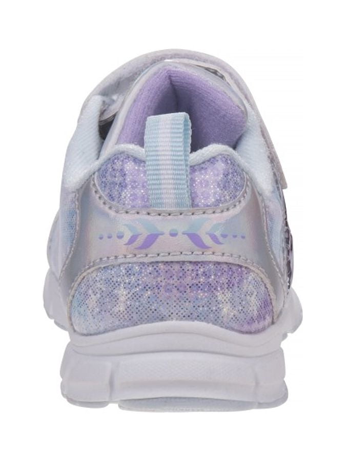 Disney Frozen II Anna & Elsa Girls Hook & Loop Light Up Sneakers - Lavender Silver, 10